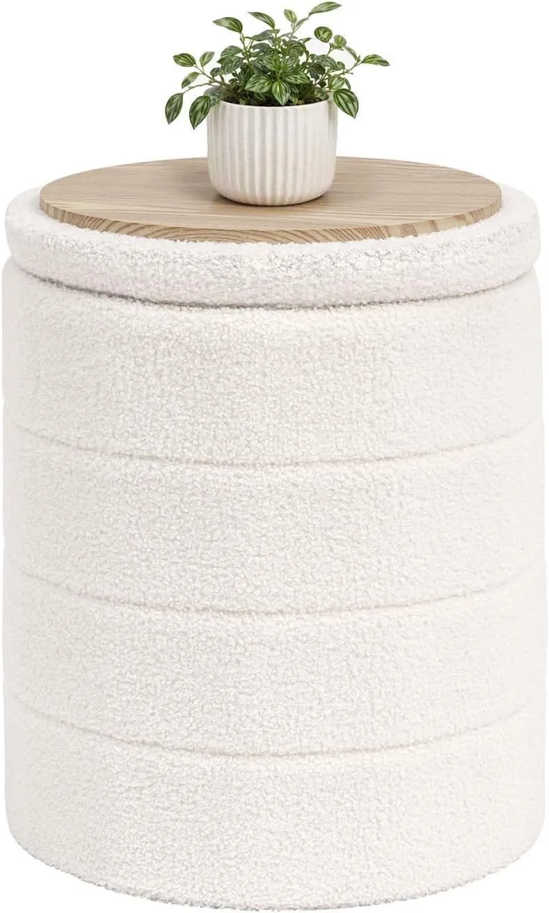 Bouclé Storage Ottoman